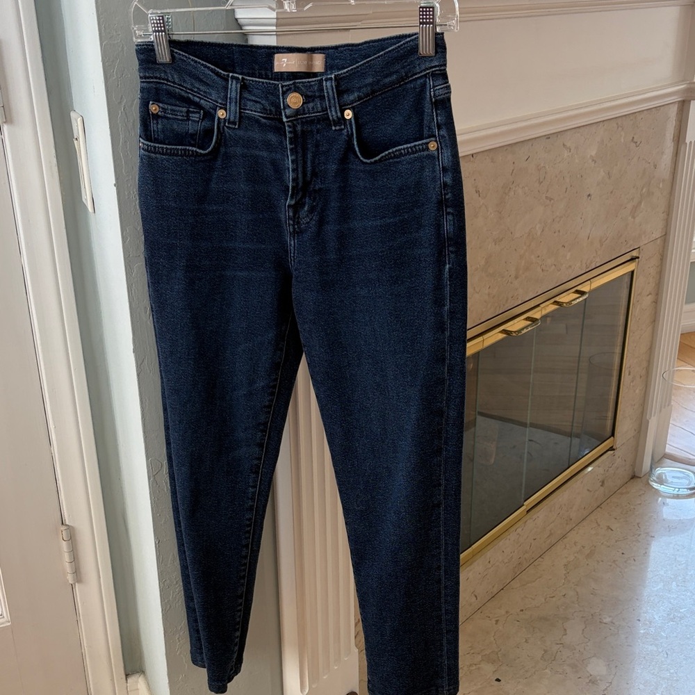 7 For All Mankind Luxe Vintage Josefina Dark Indigo High-Rise Cropped  Jeans